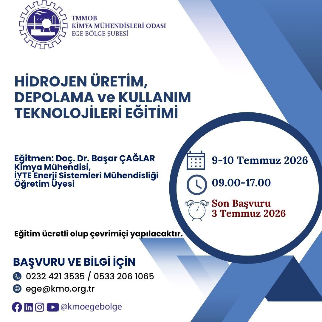 HİDROJEN ÜRETİM, DEPOLAMA ve KULLANIM TEKNOLOJİLERİ EĞİTİMİ