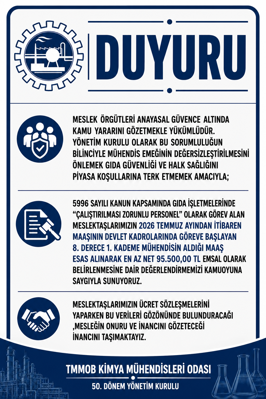 ÇALIŞTIRILMASI ZORUNLU PERSONEL HAKKINDA DUYURU