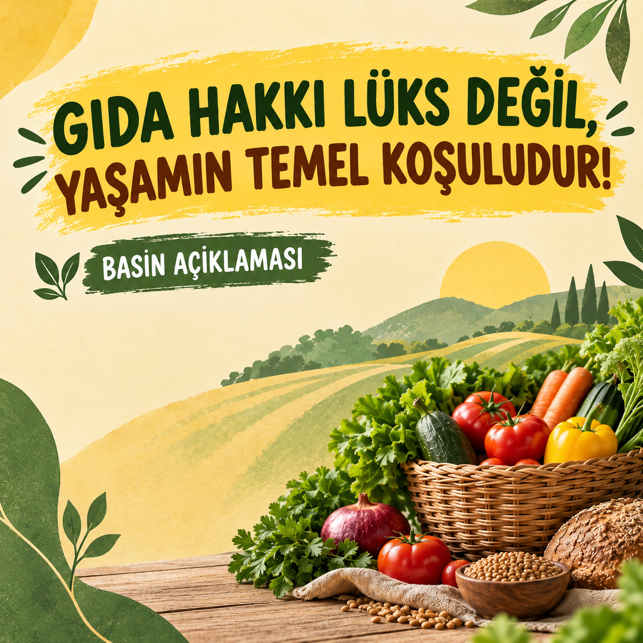 GIDA HAKKI LÜKS DEĞİL, YAŞAMIN TEMEL KOŞULUDUR!