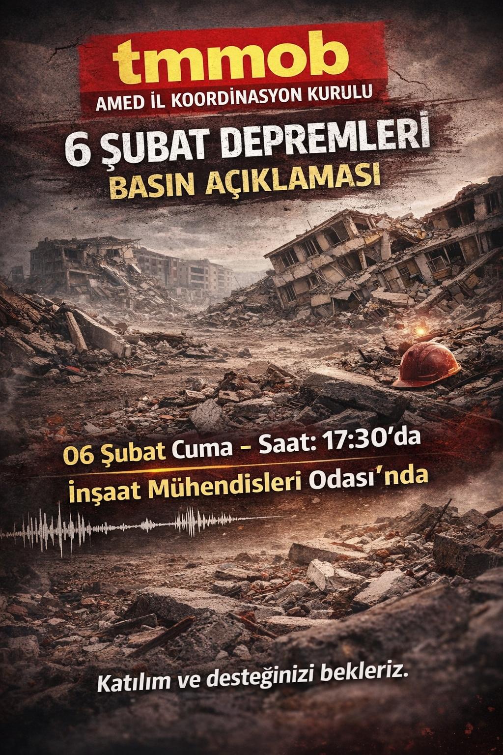 6 ŞUBAT DEPREMLERİ BASIN AÇIKLAMASI