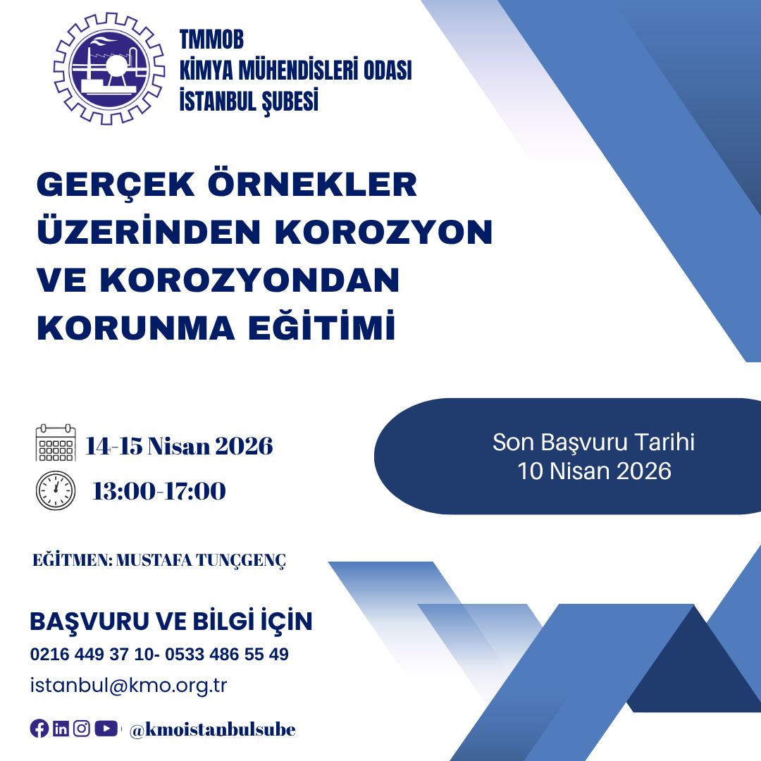 Gerçek Örnekler Üzerinden Korozyon ve Korozyondan Korunma Eğitimi / Online