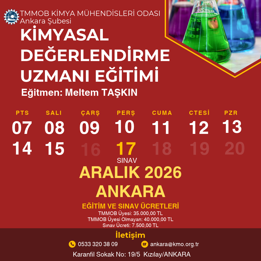 KİMYASAL DEĞERLENDİRME UZMANI EĞİTİMİ